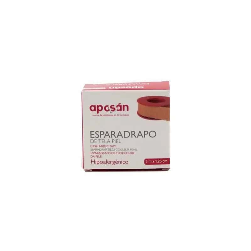 Aposan Esparadrapo Tela 1 Unidad 5 m x 1.25 cm Color Piel de Aposan