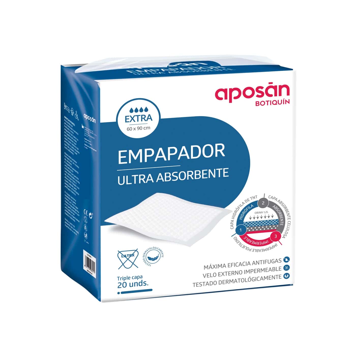 Aposan Empapador Ultra Absorbente 20 Unidades 90 cm x 60 cm de Aposan