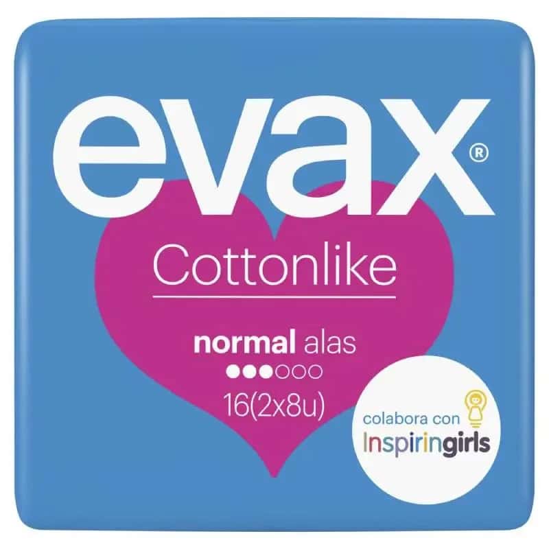 Compresas Higienicas Femeninas - Evax Cottonlike Normal Con Alas 16 Compresas de Evax