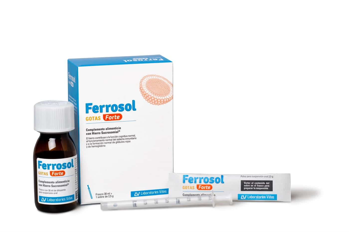 Ferrosol Gotas Forte 1 Envase 30 ML + 1 Sobre 2.5 G de Ferrosol