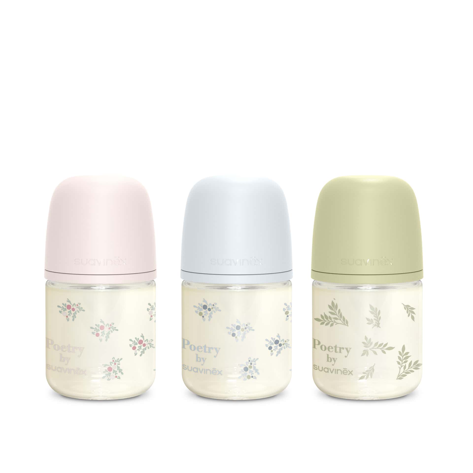 Suavinex Biberón de Vidrio 120 ml Tetina Fisiológica Flujo Lento Poetry de Suavinex