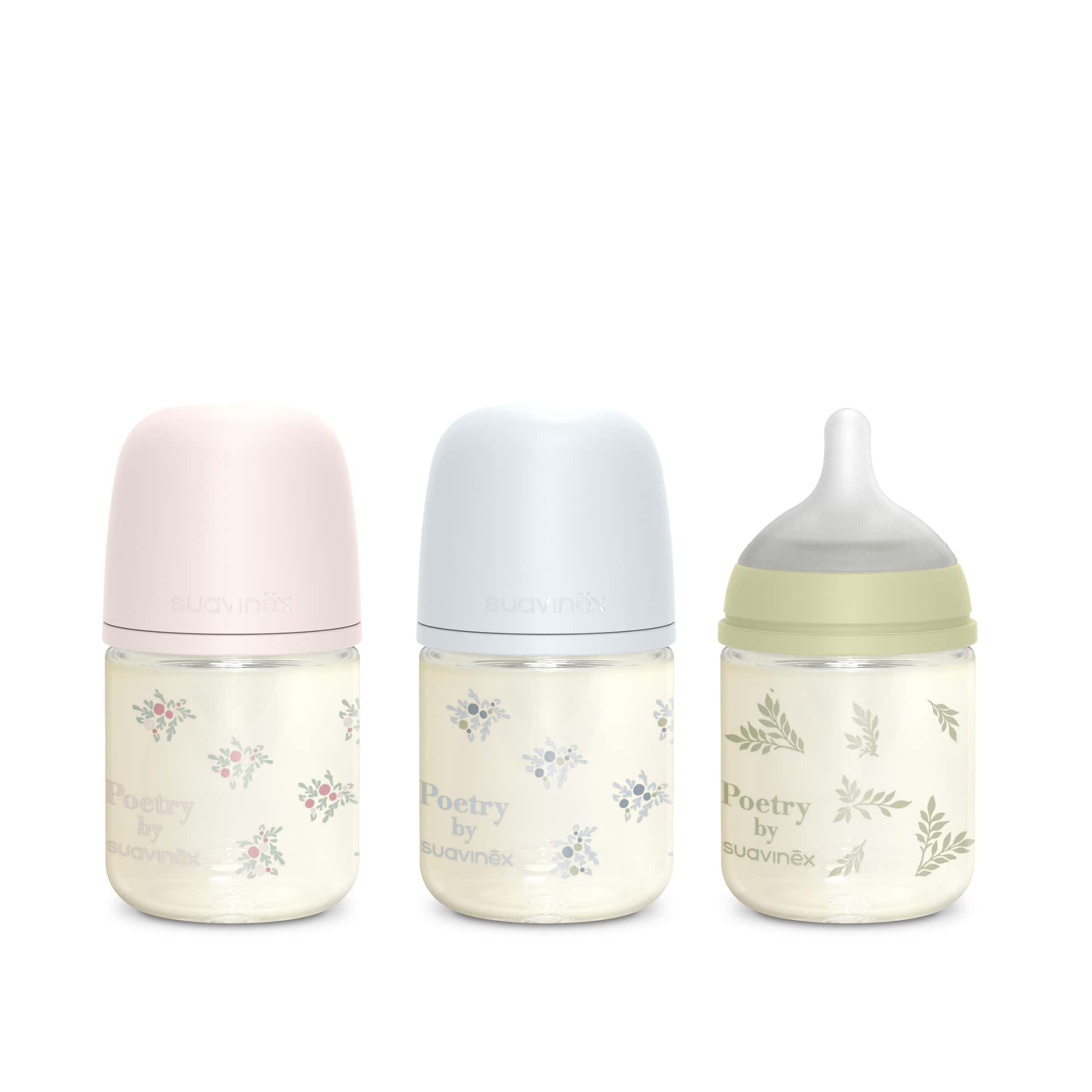 Suavinex Biberón de Vidrio 120 ml Tetina Fisiológica Flujo Lento Poetry de Suavinex