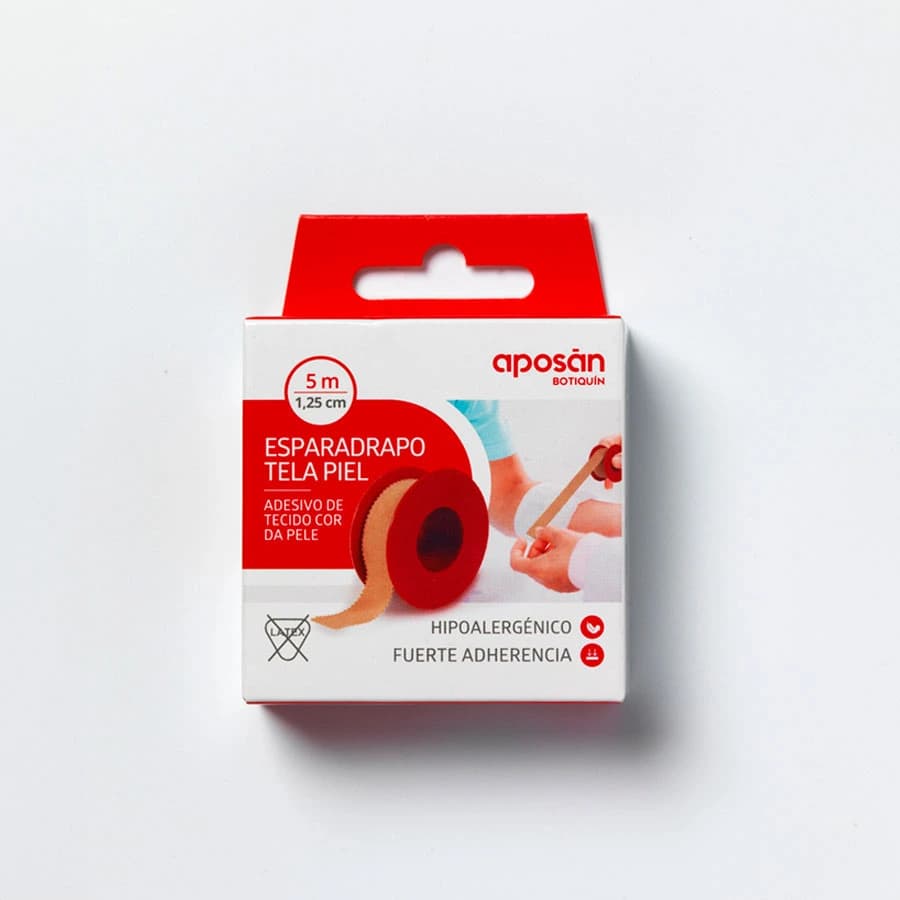 Aposan Esparadrapo Tela 1 Unidad 5 m x 1.25 cm Color Piel de Aposan — imagen 2