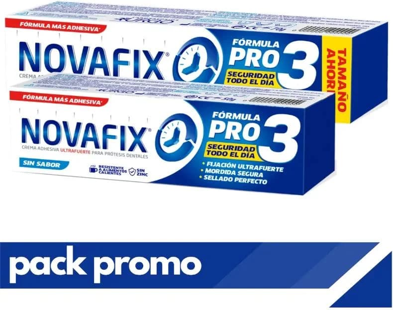 Novafix Pro3 Crema Adhesiva Prótesis Dentales Sin Sabor 70 gr + 50 gr GRATIS de Novafix — imagen 2