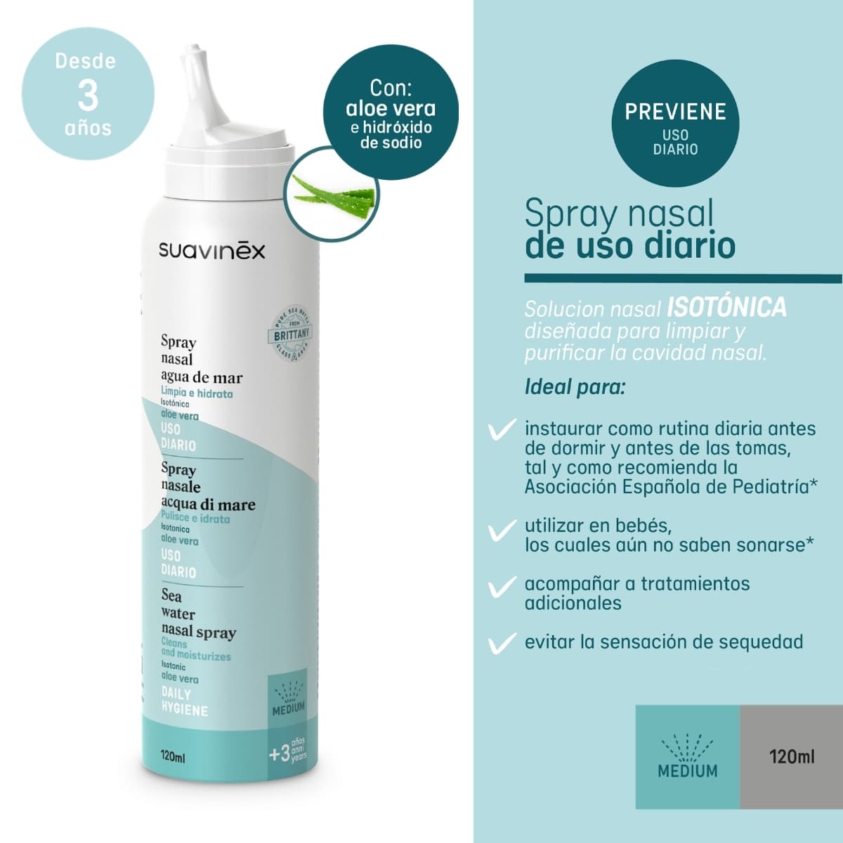 Suavinex Spray Nasal ISO Aloe FME +3A 120ml de Suavinex — imagen 6