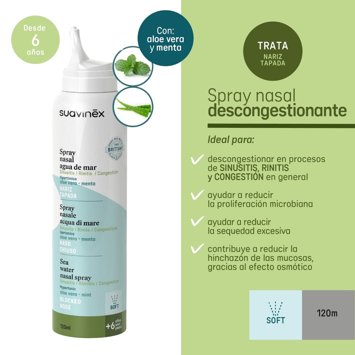 Suavinex Spray Nasal HIPER Aloe Menta +6A 120ml de Suavinex — imagen 7