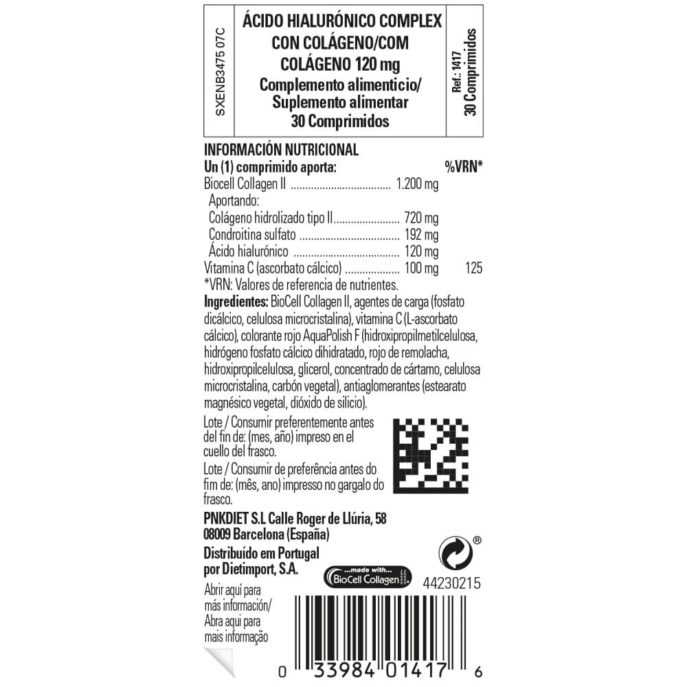 Ácido hialurónico complex con colágeno 120 mg - 30 comprimidos de Solgar — imagen 2