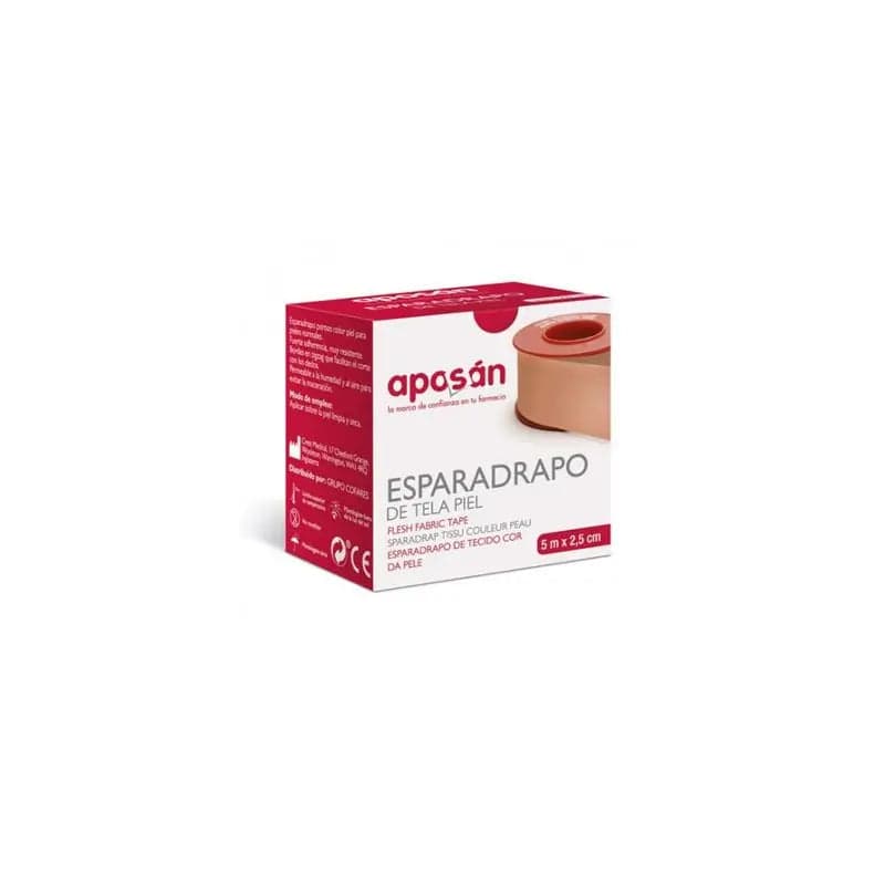 Aposan Esparadrapo Tela 1 Unidad 5 m x 2.5 cm Color Piel