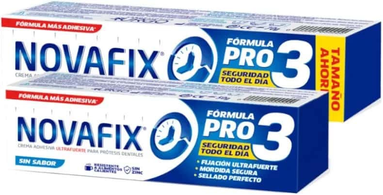 Novafix Pro3 Crema Adhesiva Prótesis Dentales Sin Sabor 70 gr + 50 gr GRATIS de Novafix