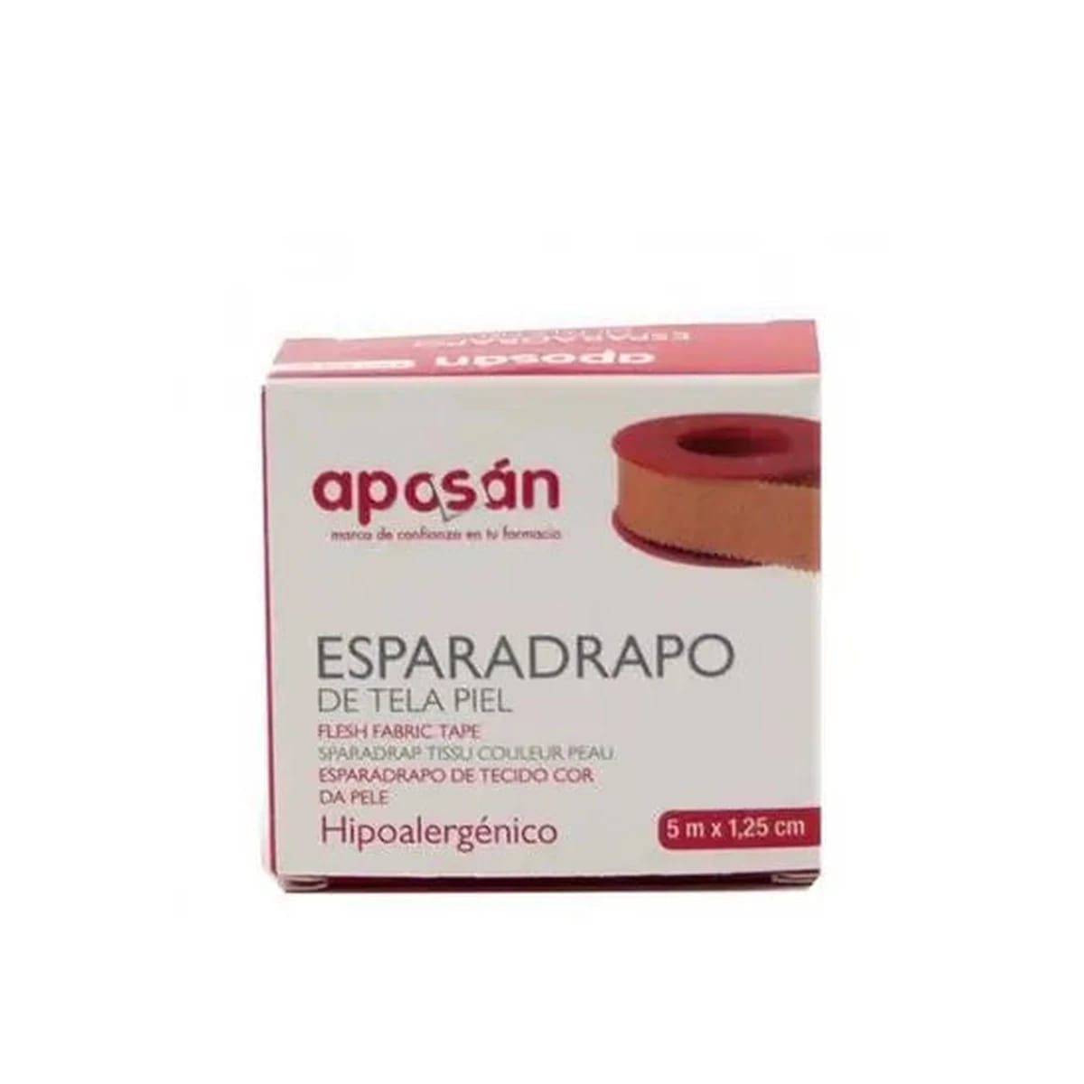 Aposan Esparadrapo Tela 1 Unidad 5 m x 1.25 cm Color Piel de Aposan — imagen 1 de 2