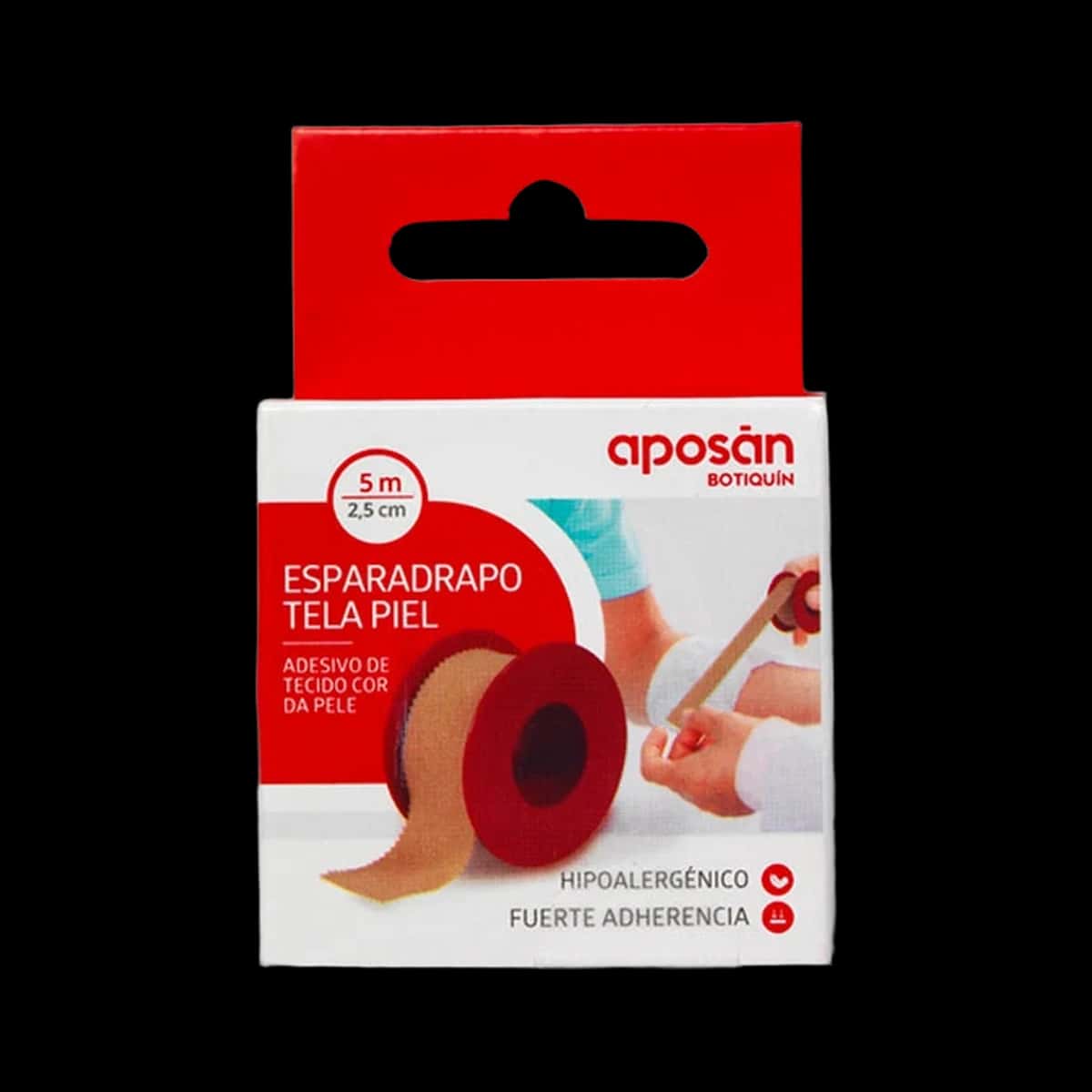 Aposan Esparadrapo Tela 1 Unidad 5 m x 2.5 cm Color Piel de Aposan
