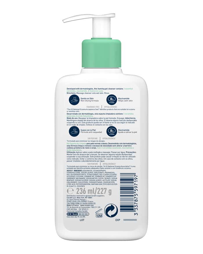 CeraVe Gel Limpiador Espumoso 236 ml de CeraVe