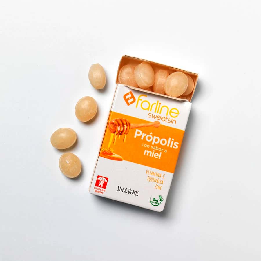 Farline Caramelos sin Azúcar en Caja Sabor Miel-Própolis 36,5 g de Farline