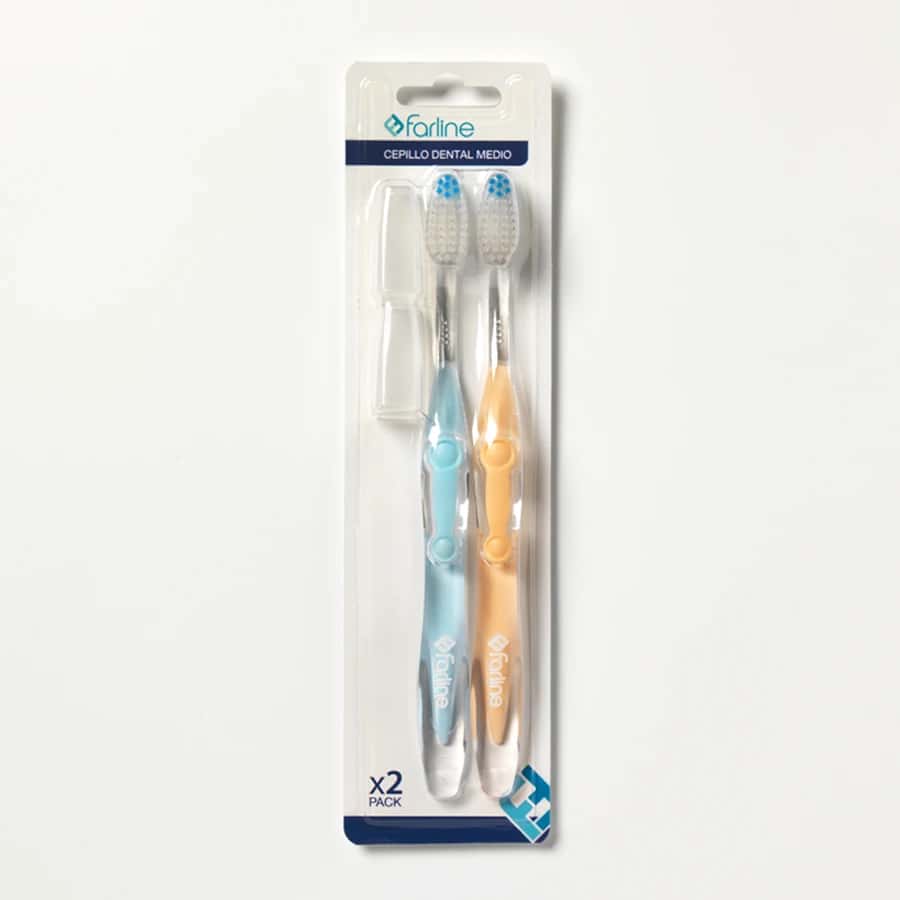 Farline Cepillo de Dientes Medio Pack 2 Unidades de Farline