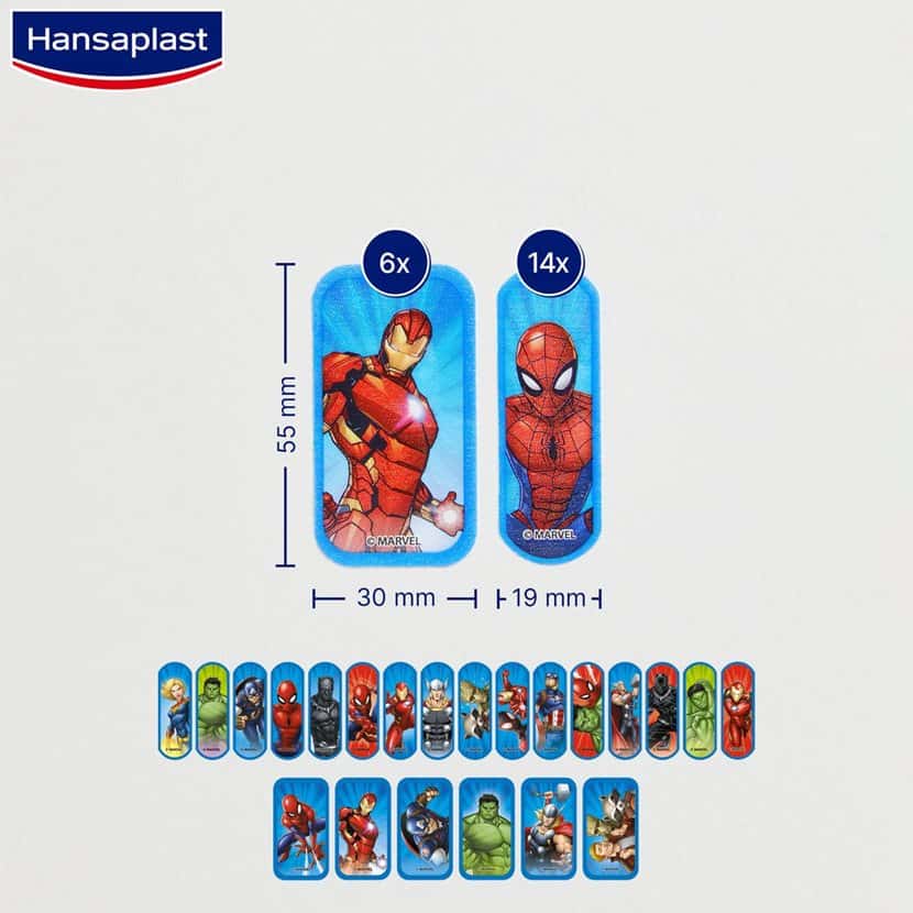 Hansaplast Disney Marvel Apósitos Infantiles 20 Unidades de Hansaplast