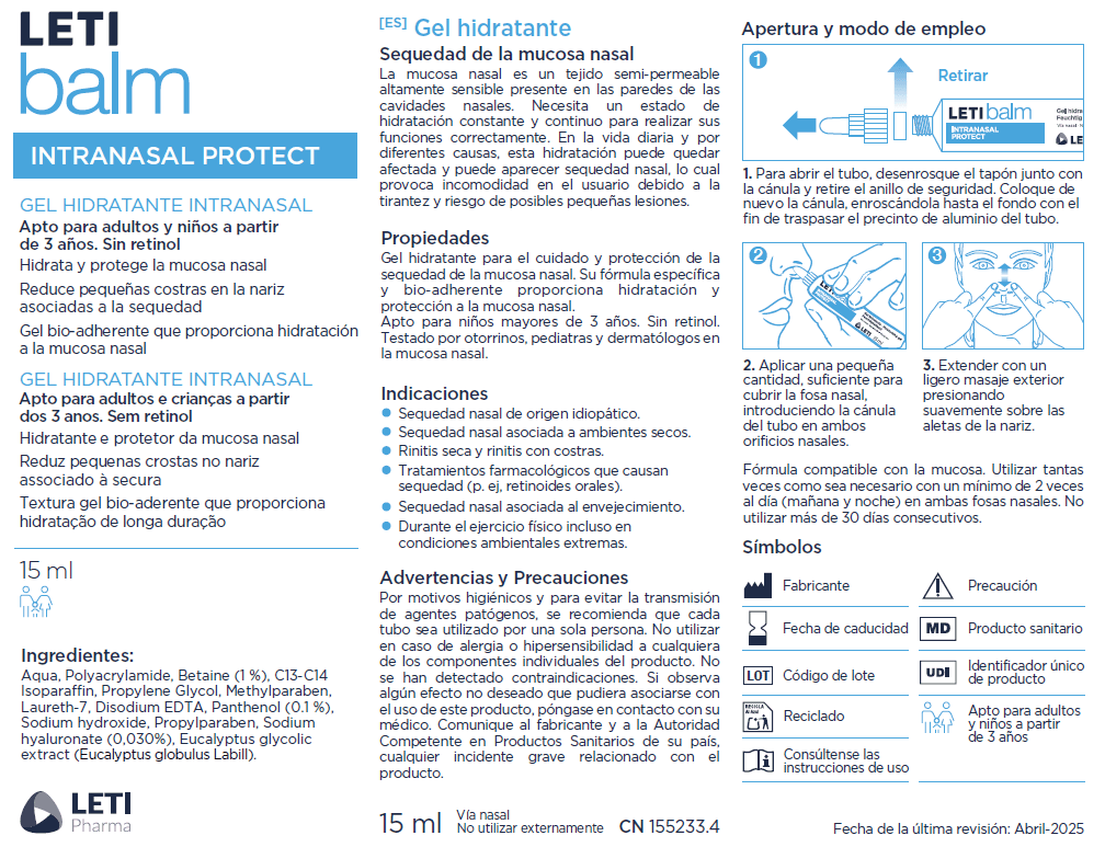 Letibalm Intranasal Protect Gel 15 ml de Letibalm