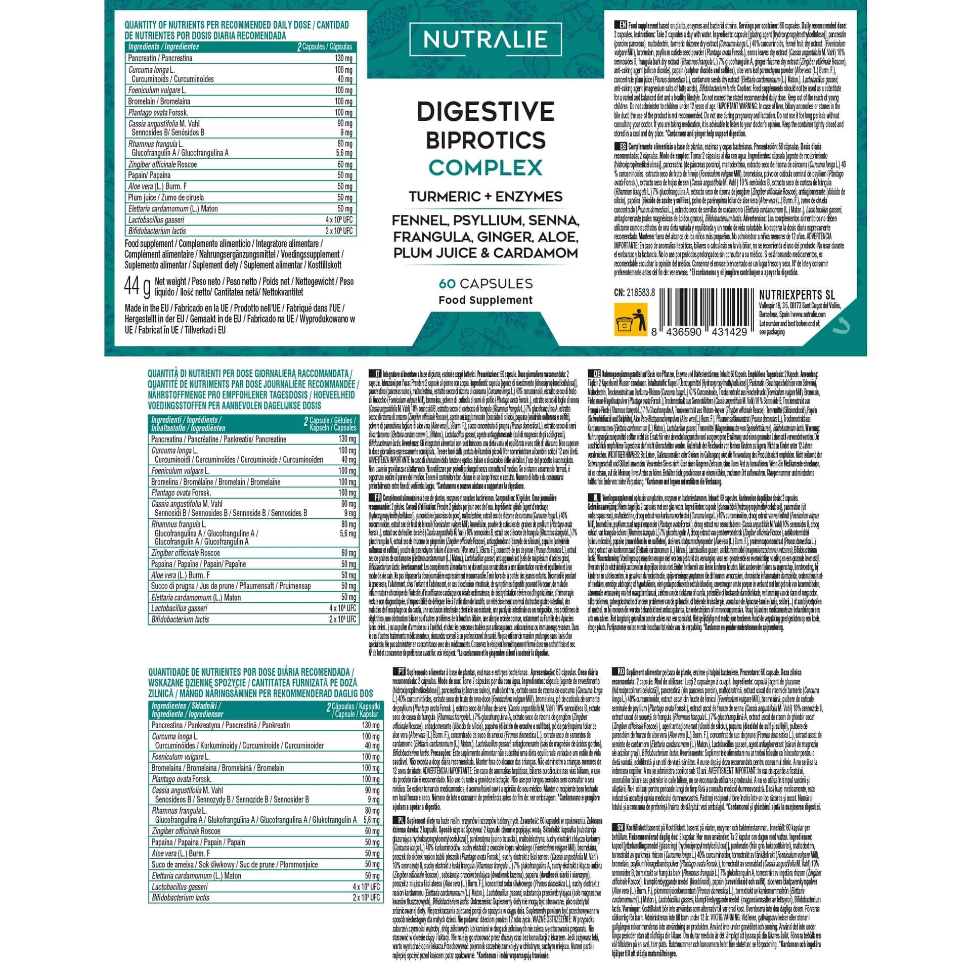 Biprotics Digestivo Complex 60 cápsulas de Nutralie