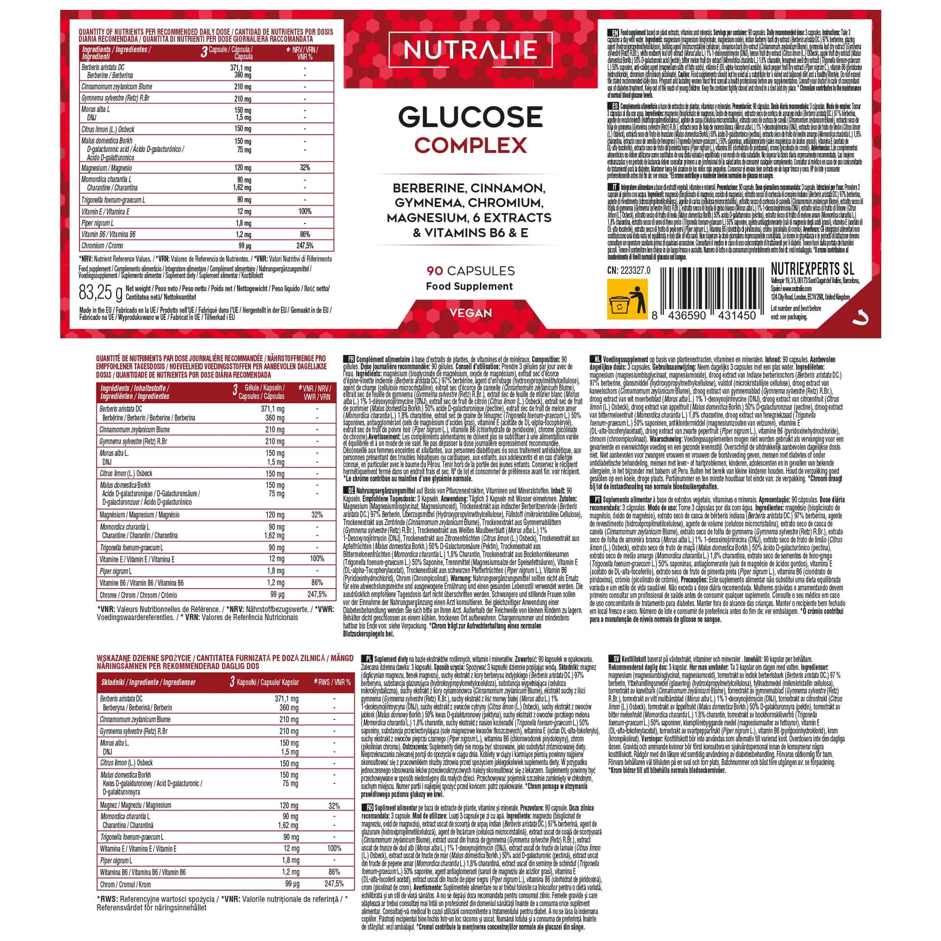 Glucosa Complex 90 cápsulas de Nutralie