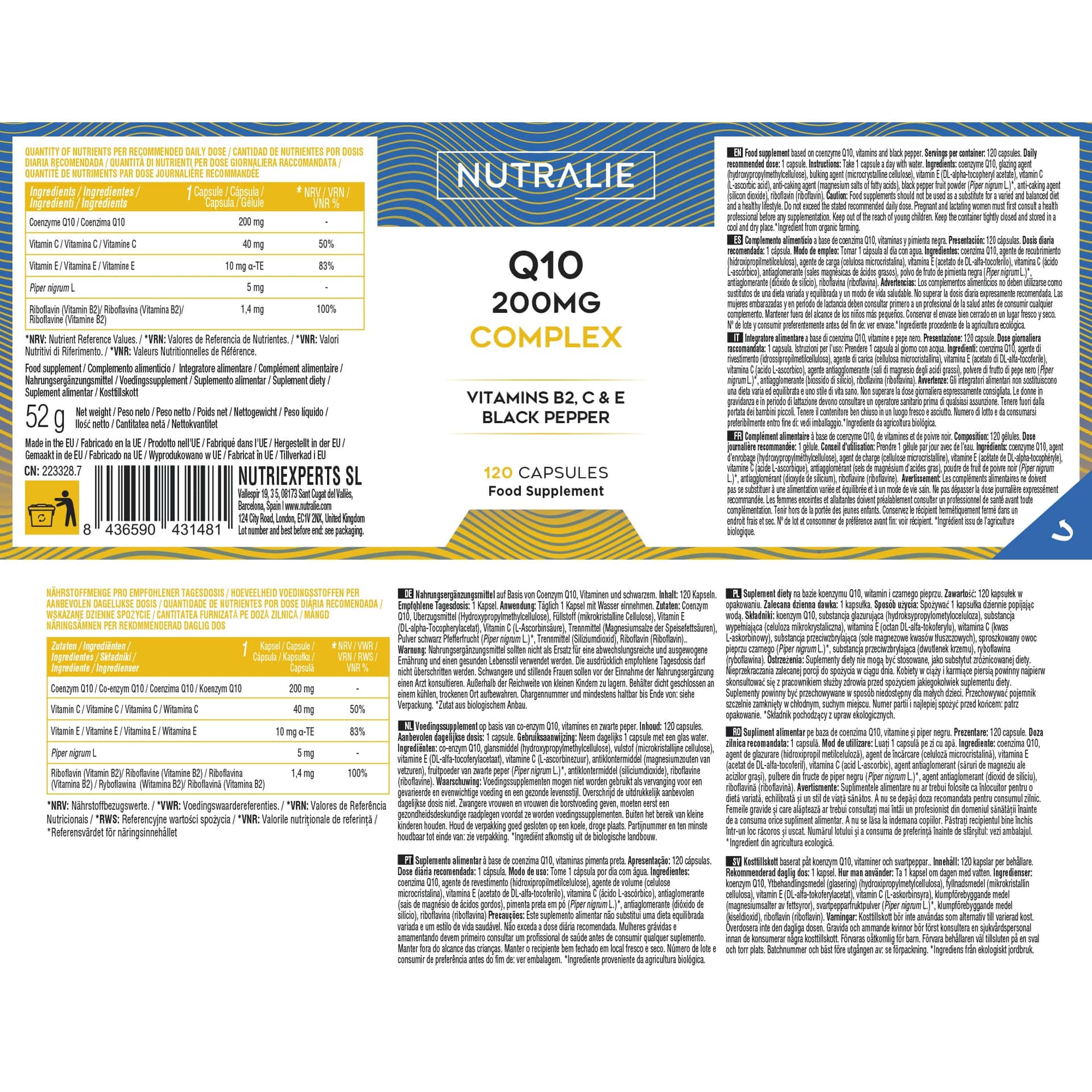 Q10 Complex 200 mg 120 cápsulas de Nutralie
