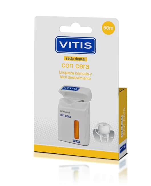 Seda dental con cera 50 m de Vitis